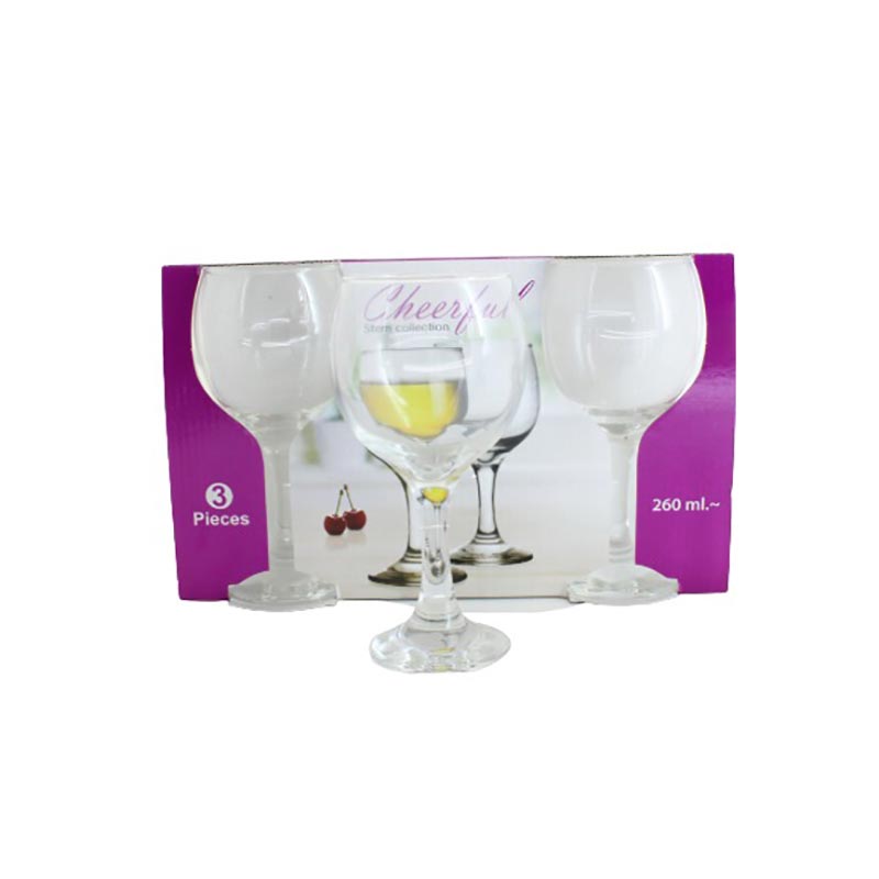 WINE GLASS 260ML 3PCS CHEERFUL