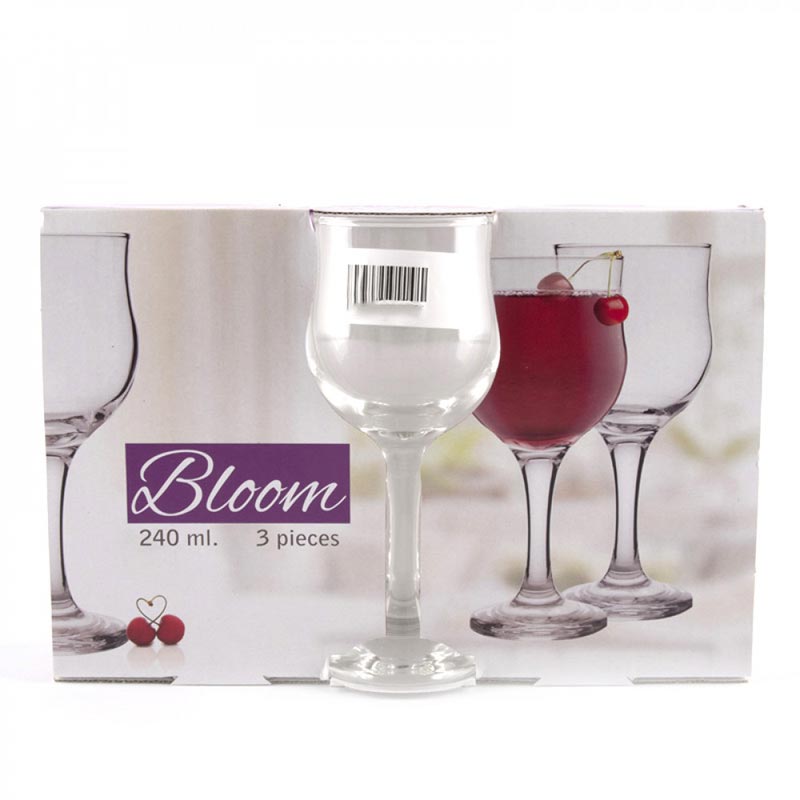 WINE GLASS 240ML 3PCS BLOOM