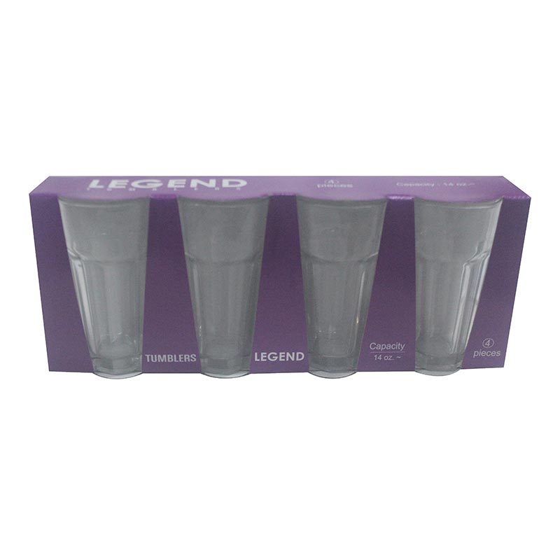 GLASS DRINKING 415ML 4PCS CAMEO