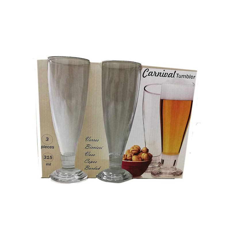 GLASS DRINKING 315ML 3PCS CARNI