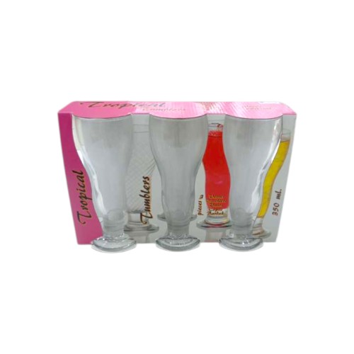 DRINKING GLASS 3PCS TROPICAL