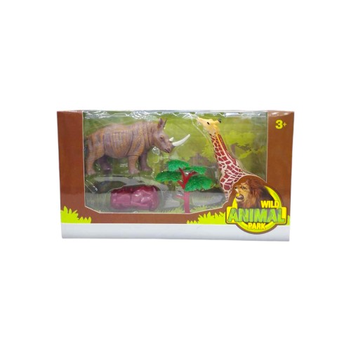 RHINO  GIRAFFE WITH ROCK TREE B