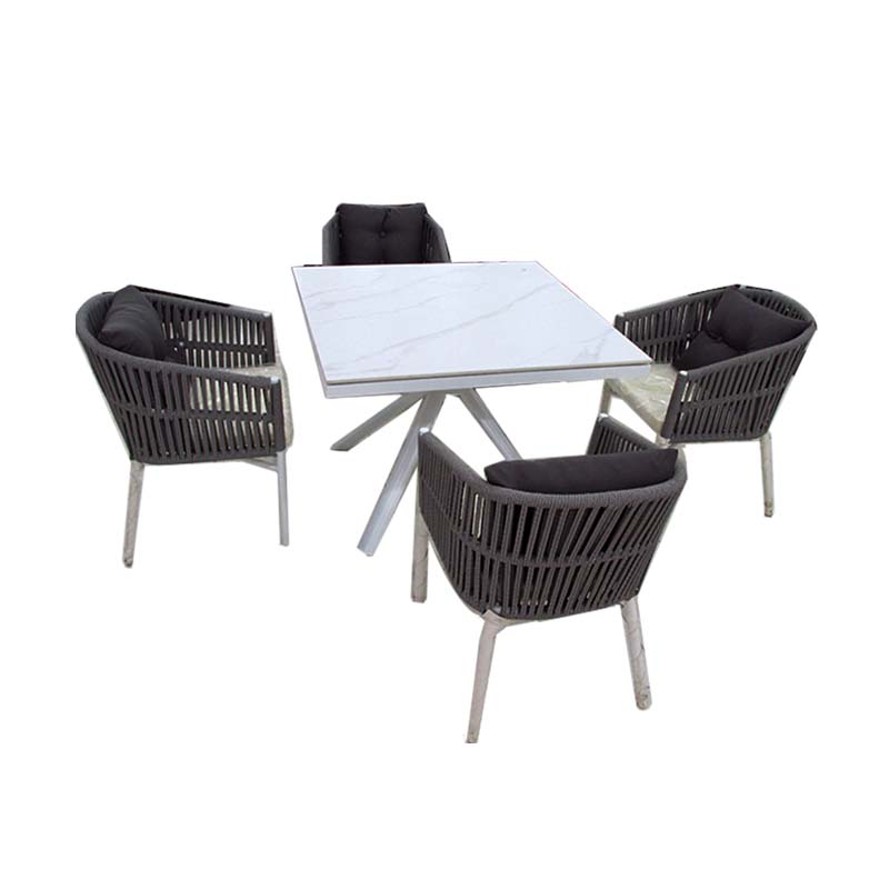 1TABLE 4CHAIRS SQUARE CREAM A+B