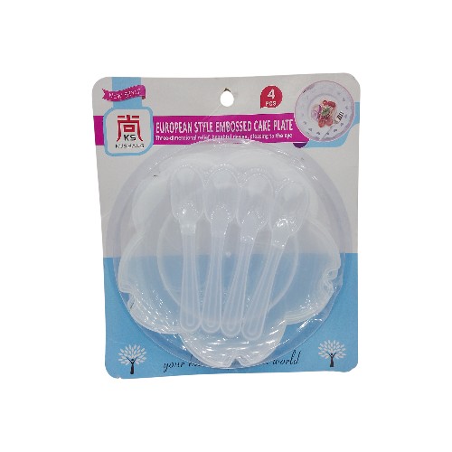 CAKE TRAY 4PCS SET TRANSPARENT