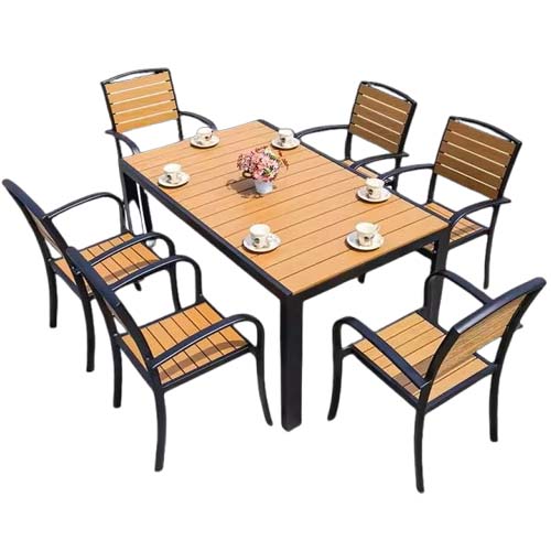 1TABLE 6 CHAIRS 150X90CM DARK G