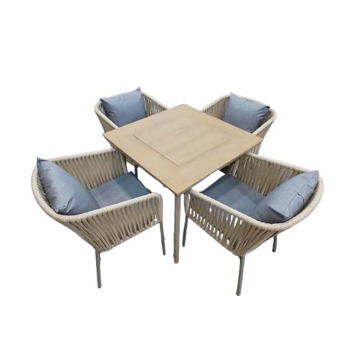 1TABLE 4 CHAIRS 80X80CM CHAMPAG