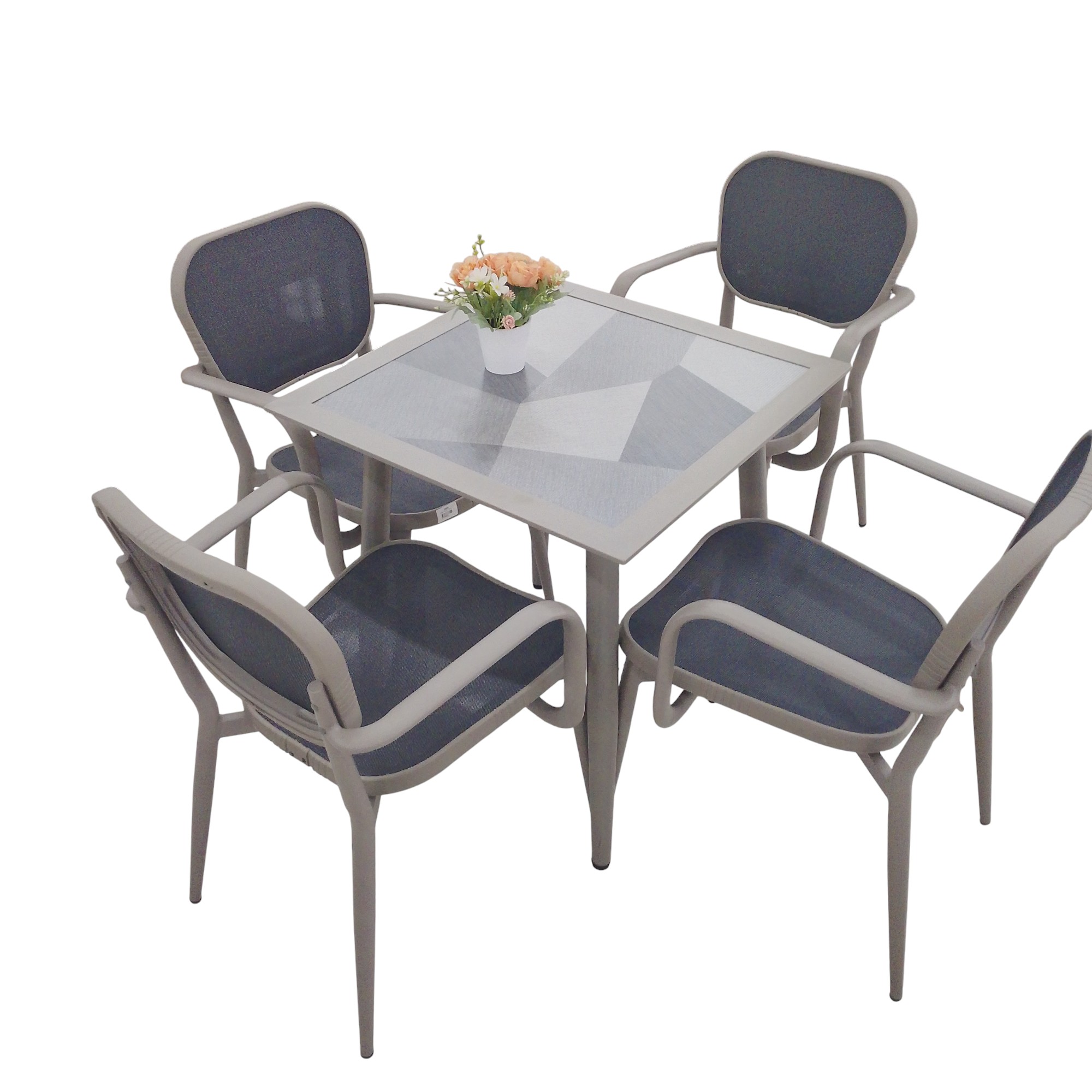 1TABLE 4CHAIRS 70X70CM CHAMPAGN