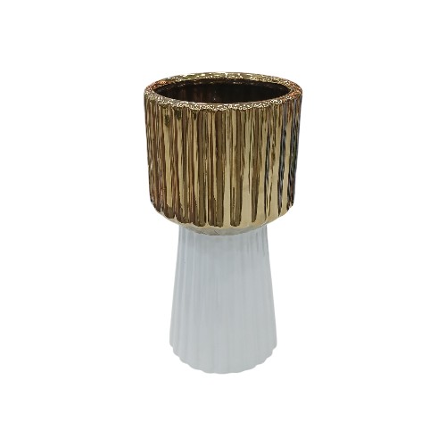CERAMIC VASE GOLD-WHITE 1216