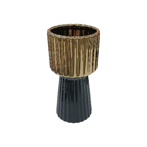 CERAMIC VASE SMALL GOLD-BLACK 1