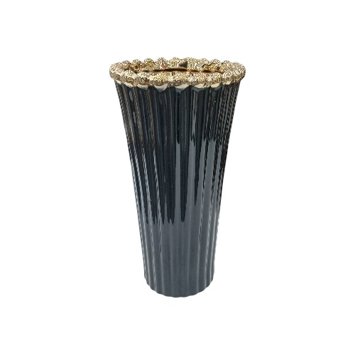 CERAMIC VASE BLACK-GOLD 1249