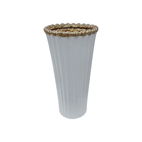 CERAMIC VASE WHITE - GOLD 1252