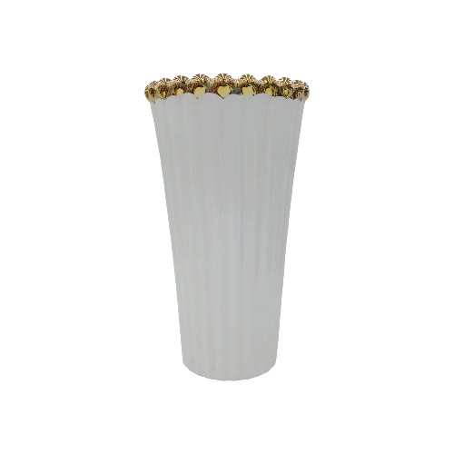 CERAMIC VASE WHITE - GOLD 1253