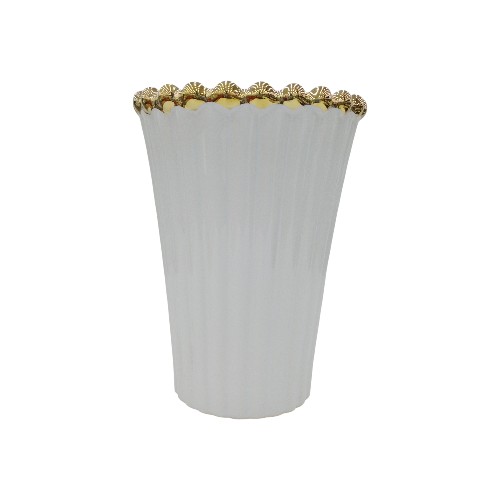 CERAMIC VASE WHITE - GOLD 1254