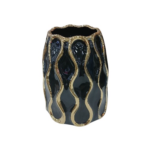 CERAMIC VASE BLACK-GOLD 1302