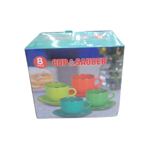CUP WITH SAUCER 8PCS GREEN
