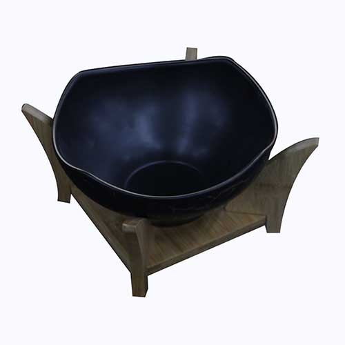 SALAD BOWL W-WOOD STAND 30CM RO