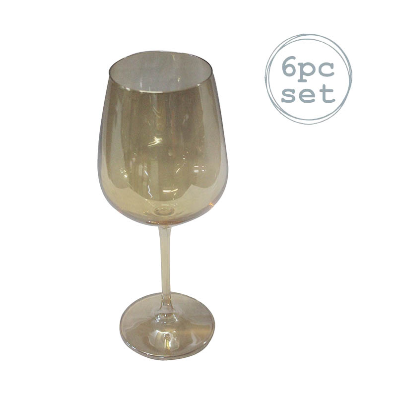 GLASS CUP 6PC 1715 HALF GOLD