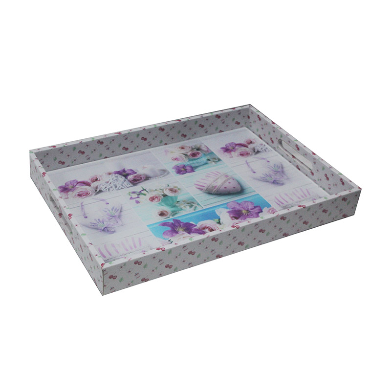 TRAY SERVING WOODEN 38CM LEATHE