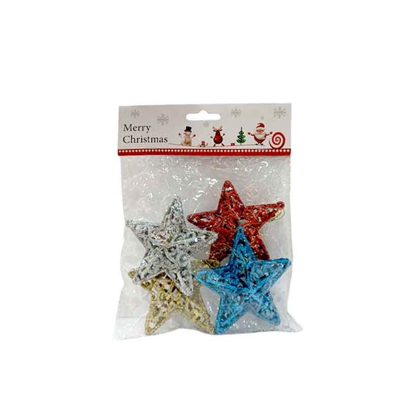 XMAS DECO 4PCS STAR 113-20227