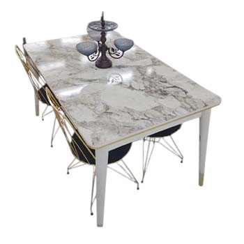 1TABLE 4CHAIRS FLORA ECRU MARBL