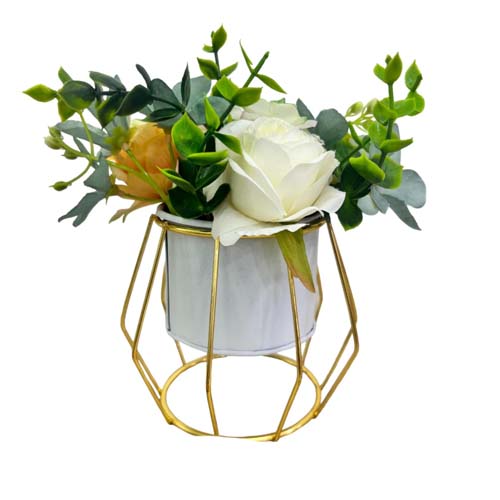 FLOWER IN POT METAL STAND BH641