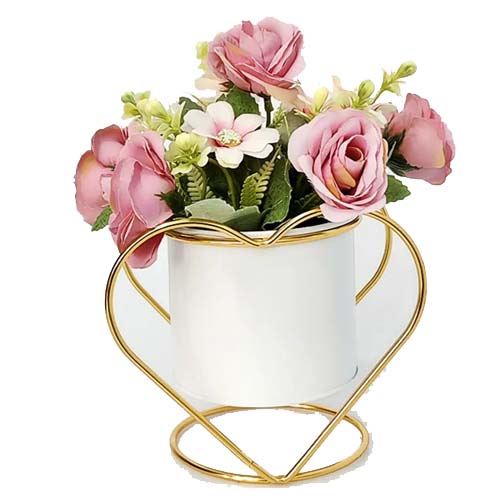 FLOWER IN POT METAL STAND BH639
