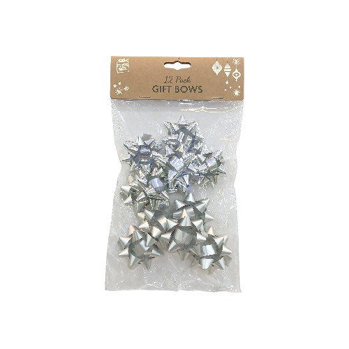 UBL GIFT BOWS 12PK SILVER