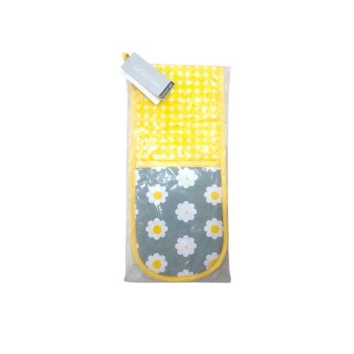 OVEN GLOVE DOUBLE YELLOWGREY..