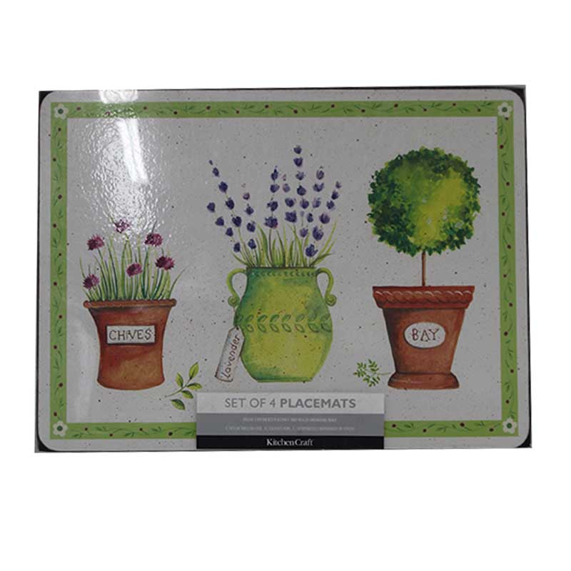 PLACE MAT 4PCS HERB POT DESIG.