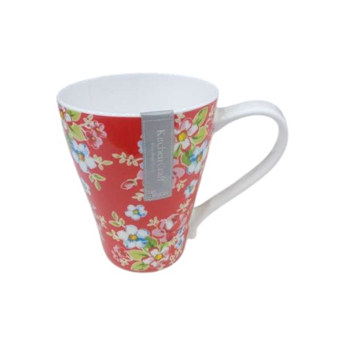 MUG CERAMIC  RED FLORAL 390ML