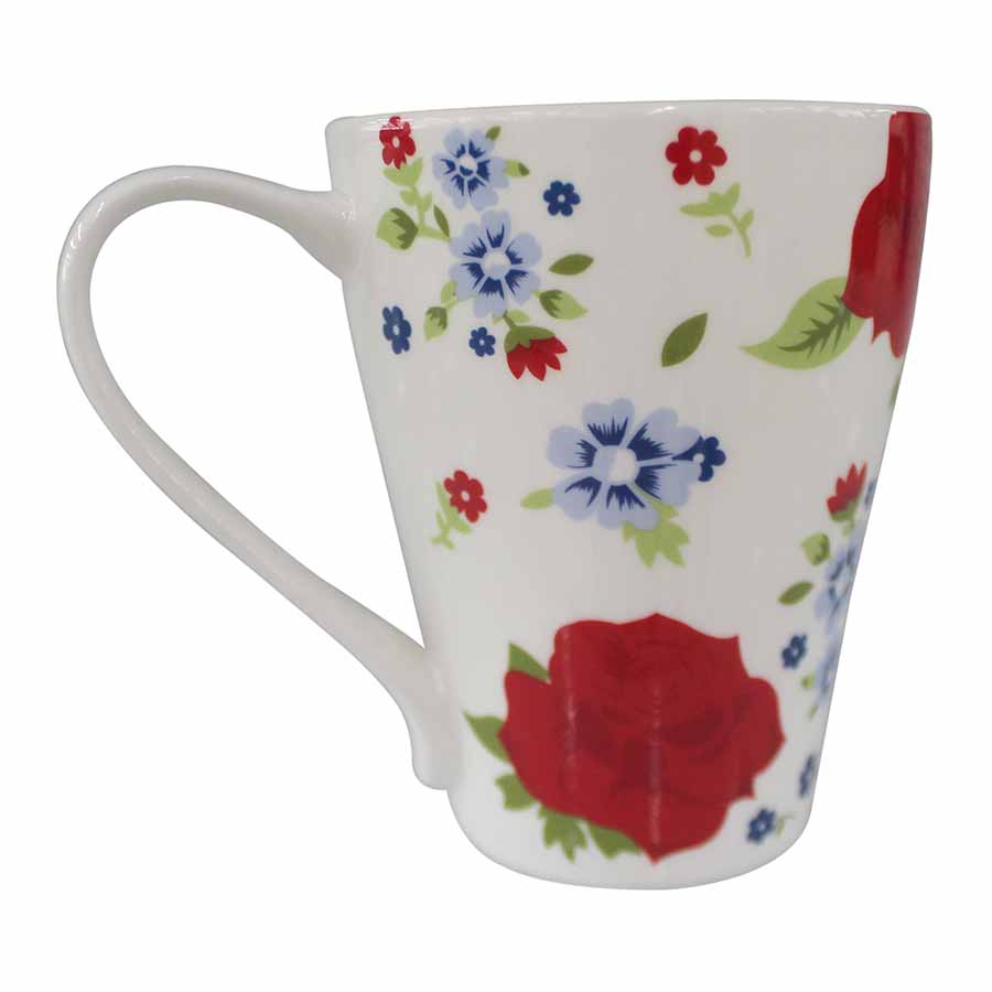 MUG CERAMIC  RED FLOWER 390ML
