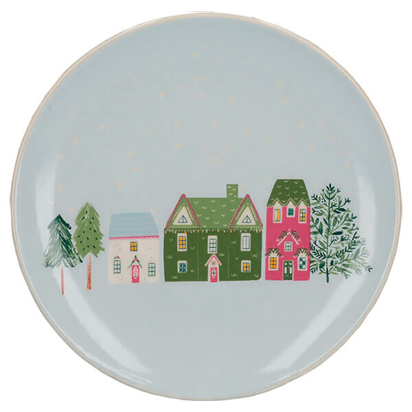 PLATE CERAMIC HOUSE PRINT 18CM