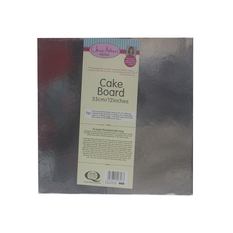 CAKE BOARD SILVER 35CM SQUARE
