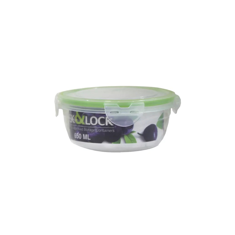 FOOD STORAGE BOX 650ML RND PLAS