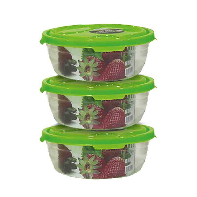 STORAGE BOX 3PCS 1L RND PLASTIC