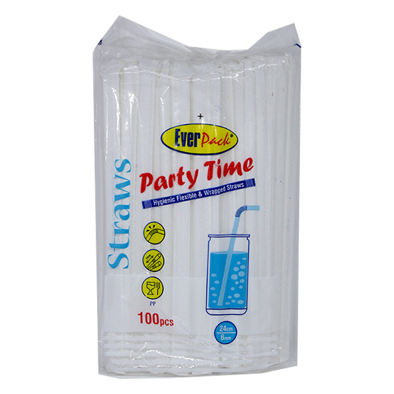 STRAWS PARTY TIME 100PCS EVERPA