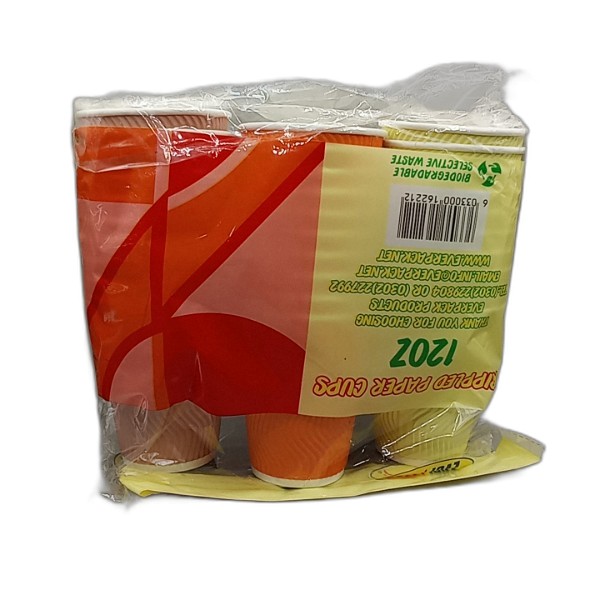 EVERPACK RIPPLED PAPER CUPS 12OZ 3COLOR 30PCS