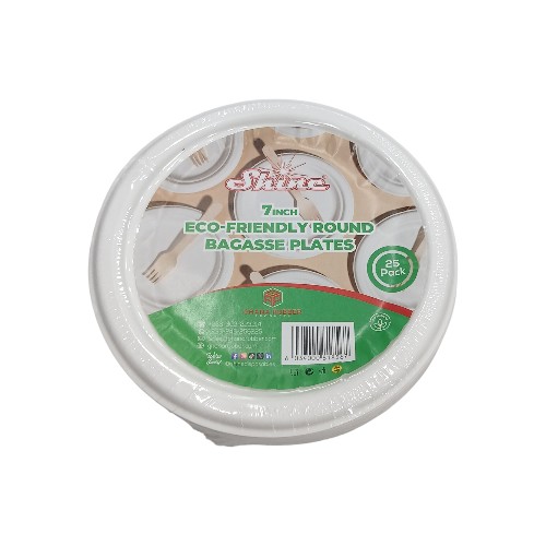 SHINE BAGASSE ROUND PLATES 7-IN