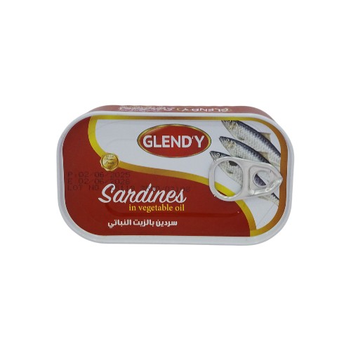 SARDINES IN VEG OIL 125G GLENDY