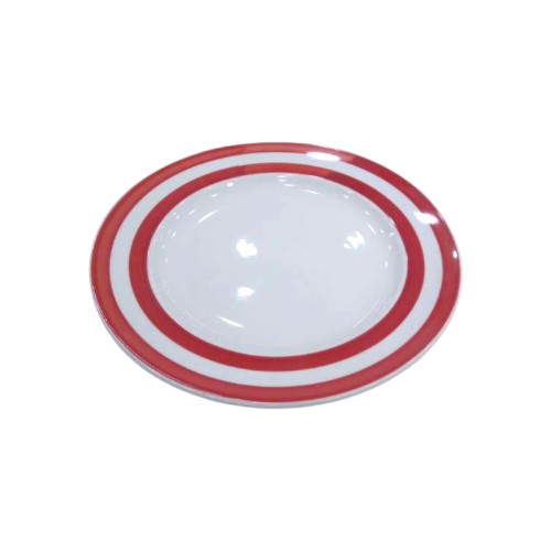 PLATE CERAMIC RED STRIPE 20CM