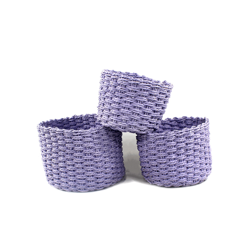BASKET 3PCS SET DECO ROUND