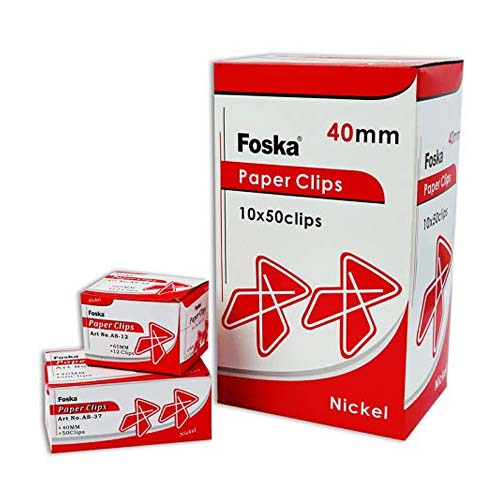PAPER CLIPS FOSKA 12PCS 65MM AS