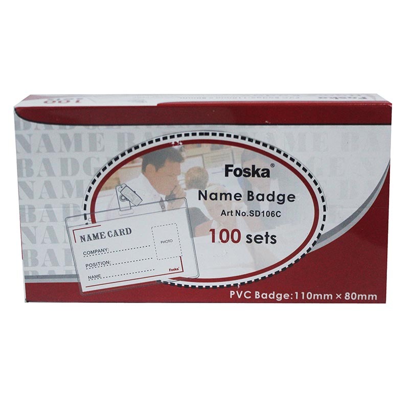 NAME BADGE FOSKA 110X80MM 100PC