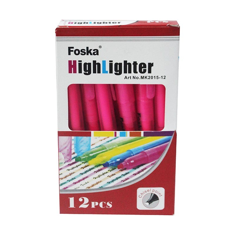 FOSKA HIGHLIGHTER 12PCS PINK-YE