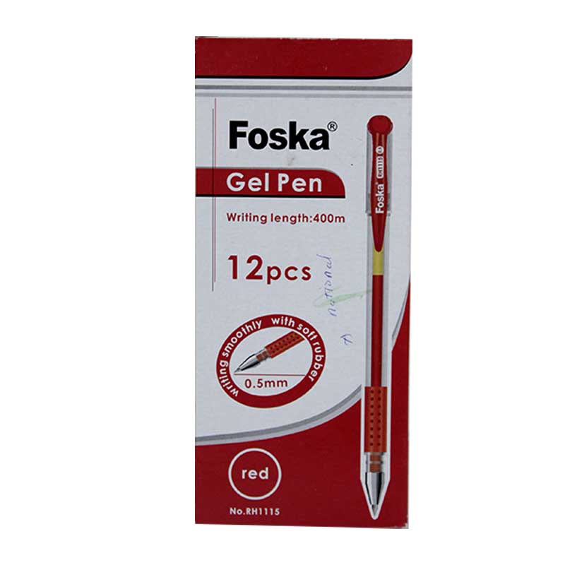 GEL INK PEN FOSKA 12PCS RED RH1