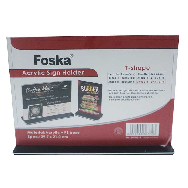 SIGN HOLDER FOSKA ACRYLIC 15X10