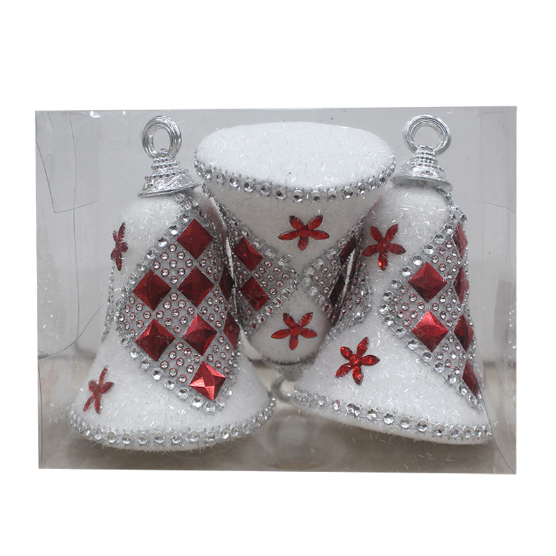 BELLS 3PCS 12CM SNOW DECO 9581