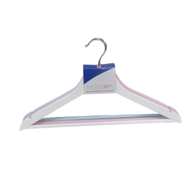 WOODEN HANGER 3PCS BLUE-PINK-WH