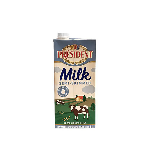 PRESIDENT SEMI SKIMMED MILK 1L