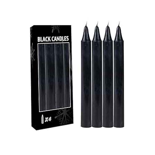 CANDLE 12PCS BLACK 19X2CM